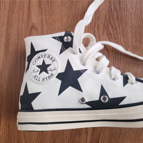 ⭐CONVERSE Chuck Taylor All Star Large Stars 7.5 Womens Shoes White Black A09898F - Picture 10 of 11